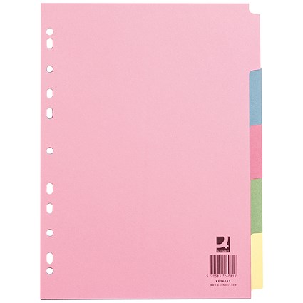 Q-Connect Subject Dividers, 5-Part, Blank Multicolour Tabs, A4, Multicolour