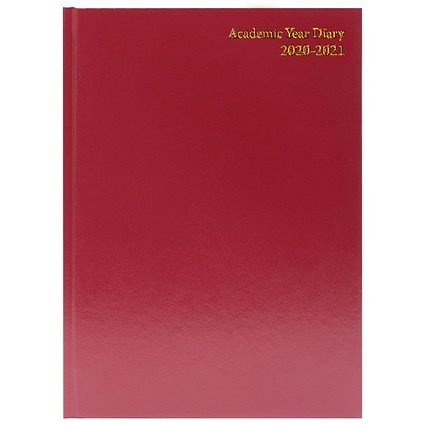 Desk Diary 2 Pages Per Day A4 Burgundy 2021