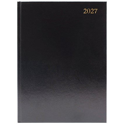 Desk Diary 2 Page Per Day A4 Black 2027