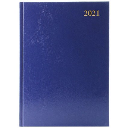 Desk Diary 2 Pages Per Day A4 Blue 2021