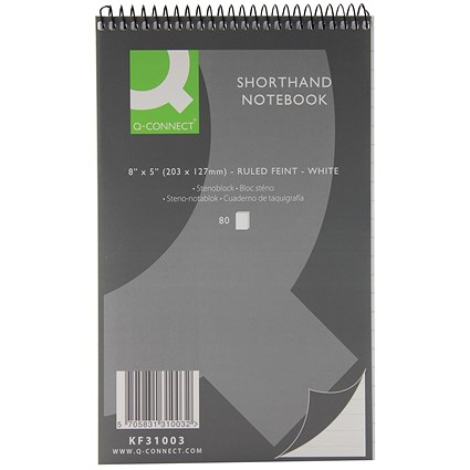 Q-Connect Wirebound Shorthand Notebook, 203x127mm, Ruled, 160 Pages, Pack of 20 Q-Connect Wirebound Shorthand Notebook, 203x127mm, Ruled, 160 Pages, Pack of 20