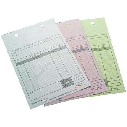 Q-Connect Scribe Compatible 3-Part Register Receipt Form, Pack of 75