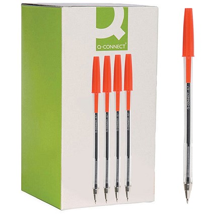 Q-Connect Ballpoint Pen, Red, Pack of 20