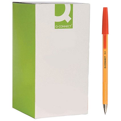 Q-Connect Ballpoint Pen, Fine, Red, Pack of 20