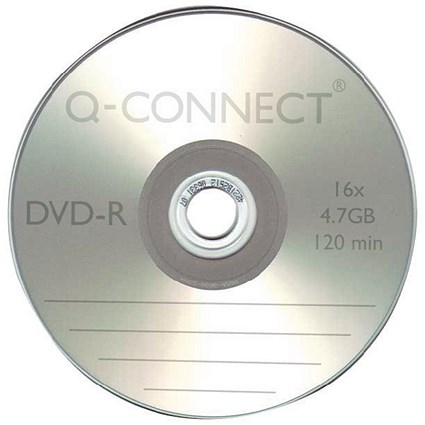 Q-Connect DVD-R Writable Blank DVDs, Cased, 4.7gb/120min Capacity, Pack of 1