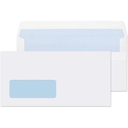 Q-Connect DL Envelopes, Window, Self Seal, 80gsm, White, Pack of 1000