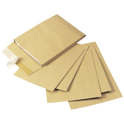 Q-Connect Envelope Gusset 305x254x25mm Peel and Seal 120gsm Manilla (Pack of 100)