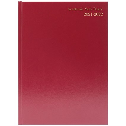 Academic Diary Week To View A4 Burgundy 2021-2022