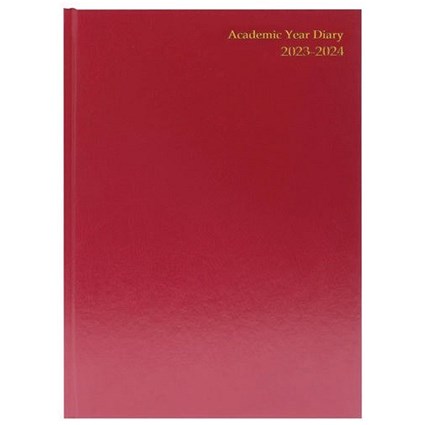 Q-Connect A4 Academic Diary, Week To View, Burgundy, 2023-2024
