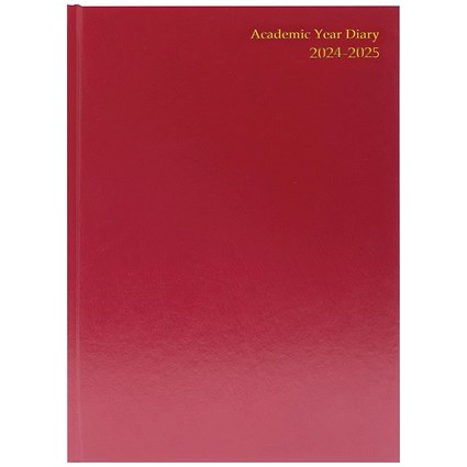 Q-Connect 2024-25 Academic Diary, Week To View, A4, Burgundy