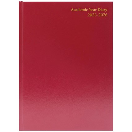 Q-Connect A4 Academic Diary, Week To View, Burgundy, 2025-2026