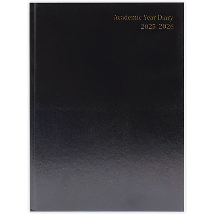 Q-Connect A4 Academic Diary, Week To View, Black, 2025-2026