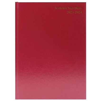 Q-Connect A5 Academic Diary, Week To View, Burgundy, 2023-2024