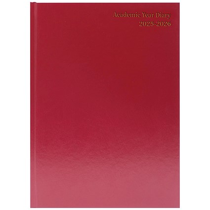 5 Star A5 Academic Diary, Week To View, Burgundy, 2025-2026