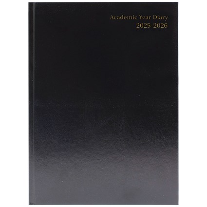 5 Star A5 Academic Diary, Week To View, Black, 2025-2026