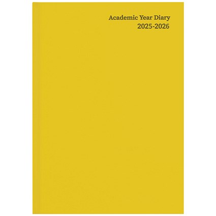 Q-Connect A5 Academic Diary, Week To View, Yellow, 2025-2026
