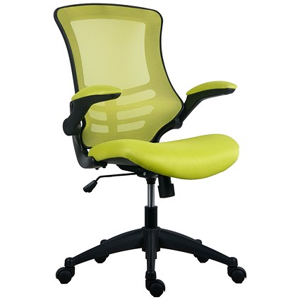 First Curve Operator Chair with Folding Arms, Green