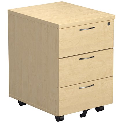 Jemini 3 Drawer Mobile Pedestal, Maple Jemini 3 Drawer Mobile Pedestal, Maple
