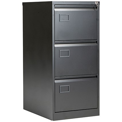 Jemini Foolscap Filing Cabinet, 3 Drawer, Black