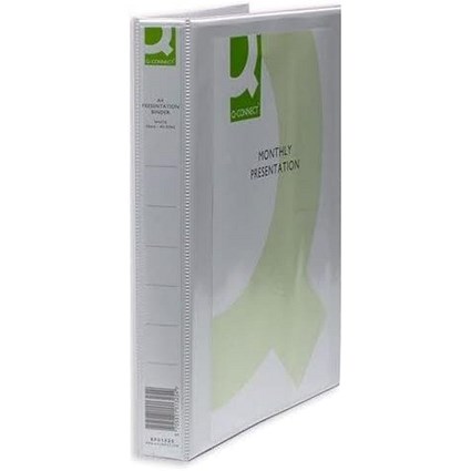 Q-Connect Presentation Ring Binder, A4, 2 D-Ring, 25mm Capacity, White, Pack of 6
