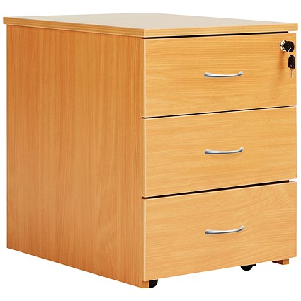 Jemini Intro 3 Drawer Mobile Pedestal, Beech