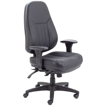 Avior Thorpe High Back Leather Task Chair, Black