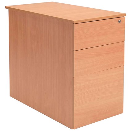 Jemini Intro 2 Drawer Desk High Pedestal, 600mm Deep, Beech