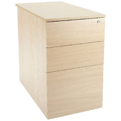 Jemini Intro 3 Drawer Desk High Pedestal, 600mm Deep, Maple