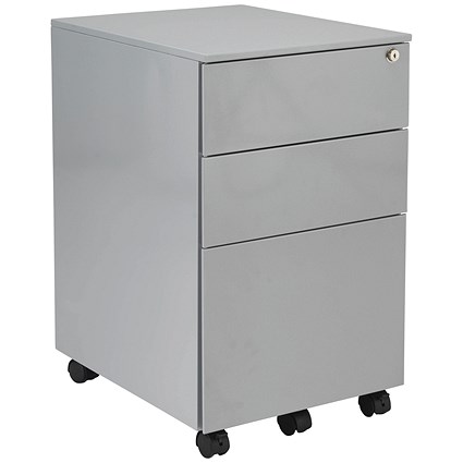 Jemini 3 Drawer Steel Mobile Pedestal, Silver Jemini 3 Drawer Steel Mobile Pedestal, Silver
