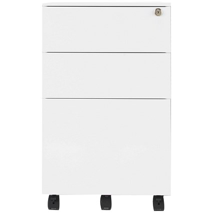 Jemini 3 Drawer Steel Mobile Pedestal, White Jemini 3 Drawer Steel Mobile Pedestal, White