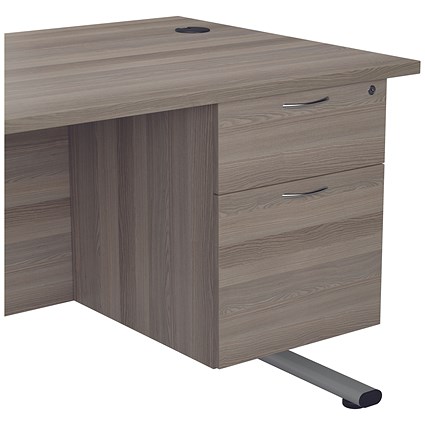 Jemini 2 Drawer Fixed Pedestal, 655mm Deep, Grey Oak Jemini 2 Drawer Fixed Pedestal, 655mm Deep, Grey Oak