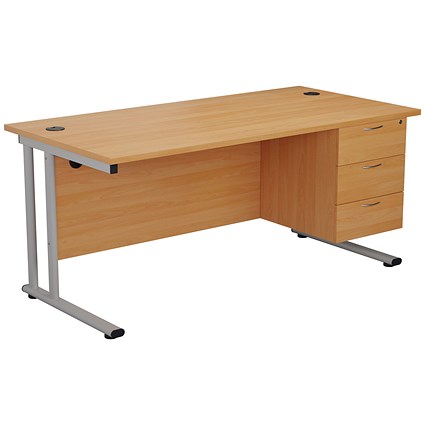 Jemini 3 Drawer Fixed Pedestal, 655mm Deep, Beech Jemini 3 Drawer Fixed Pedestal, 655mm Deep, Beech