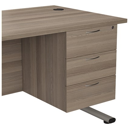 Jemini 3 Drawer Fixed Pedestal, 655mm Deep, Grey Oak Jemini 3 Drawer Fixed Pedestal, 655mm Deep, Grey Oak