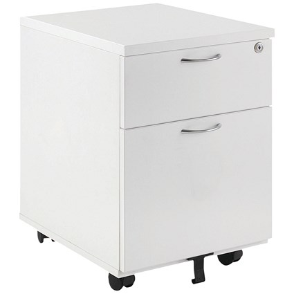 First 2 Drawer Mobile Pedestal, White First 2 Drawer Mobile Pedestal, White