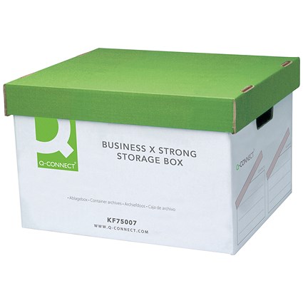 Q-Connect Business Storage Box, Extra Strong, White, Pack of 10