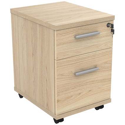 Astin 2 Drawer Mobile Pedestal, Oak Astin 2 Drawer Mobile Pedestal, Oak