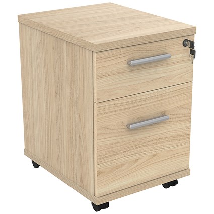 Astin 2 Drawer Mobile Pedestal, Oak