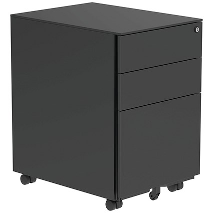 Astin 3 Drawer Mobile Steel Pedestal, Black Astin 3 Drawer Mobile Steel Pedestal, Black