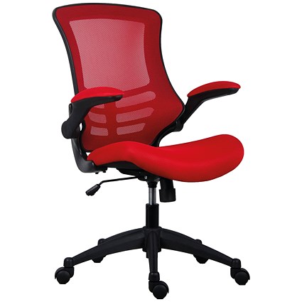 Jemini Marlos Mesh Back Chair with Folding Arms, Red