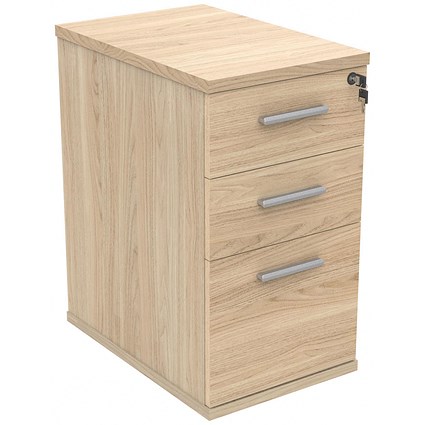 Polaris 3 Drawer Desk High Pedestal, 600mm Deep, Oak