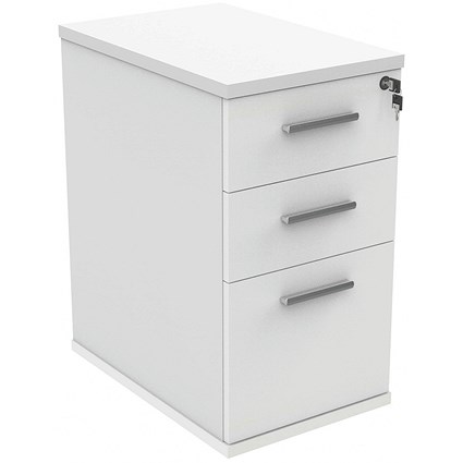 Polaris 3 Drawer Desk High Pedestal, 600mm Deep, White