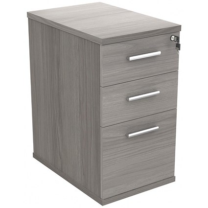 Polaris 3 Drawer Desk High Pedestal, 600mm Deep, Grey Oak