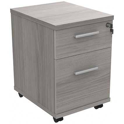 Polaris 2 Drawer Mobile Under Desk Pedestal, Grey Oak Polaris 2 Drawer Mobile Under Desk Pedestal, Grey Oak
