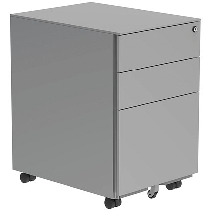 Polaris 3 Drawer Mobile Under Desk Steel Pedestal, Silver Polaris 3 Drawer Mobile Under Desk Steel Pedestal, Silver