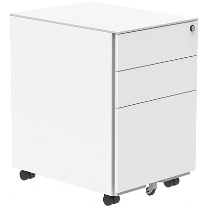 Polaris 3 Drawer Mobile Under Desk Steel Pedestal, White
