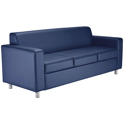 Jemini Iceberg 3 Seater Leather Sofa, Metal Feet, Blue