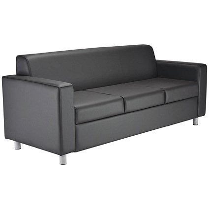 Jemini Iceberg 3 Seater Leather Sofa, Metal Feet, Black Jemini Iceberg 3 Seater Leather Sofa, Metal Feet, Black