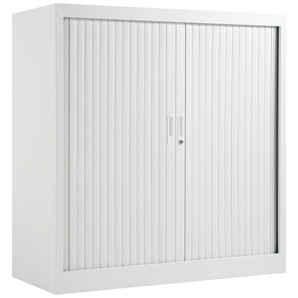Talos Low Tambour Unit, Supplied with 2 Shelves, 1000x450x1050mm, White