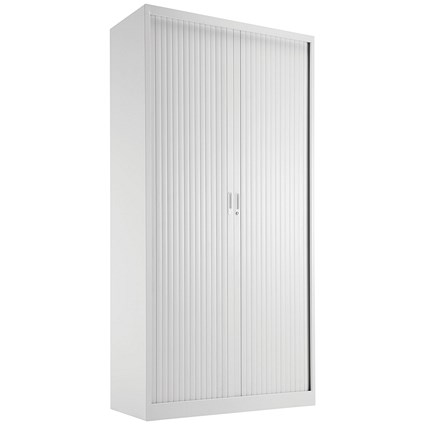 Talos Tall Tambour Unit, Supplied with 4 Shelves, 1000x450x1950mm, White