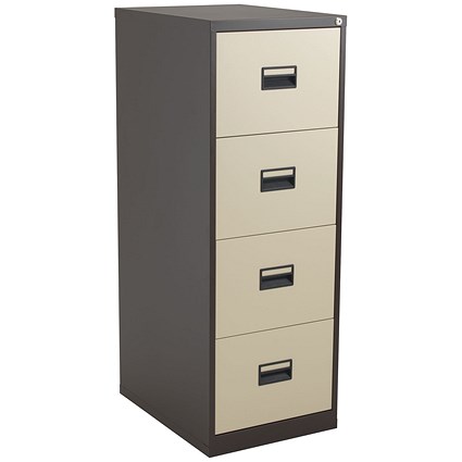Talos Foolscap Filing Cabinet, 4 Drawer, Coffee and Cream